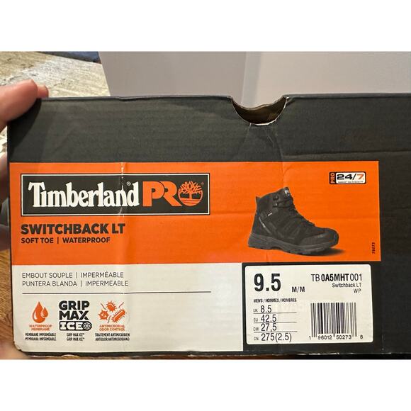 Timberland PRO Switchback Waterproof Hiker Boots - Black Size 9.5 - Picture 8 of 10